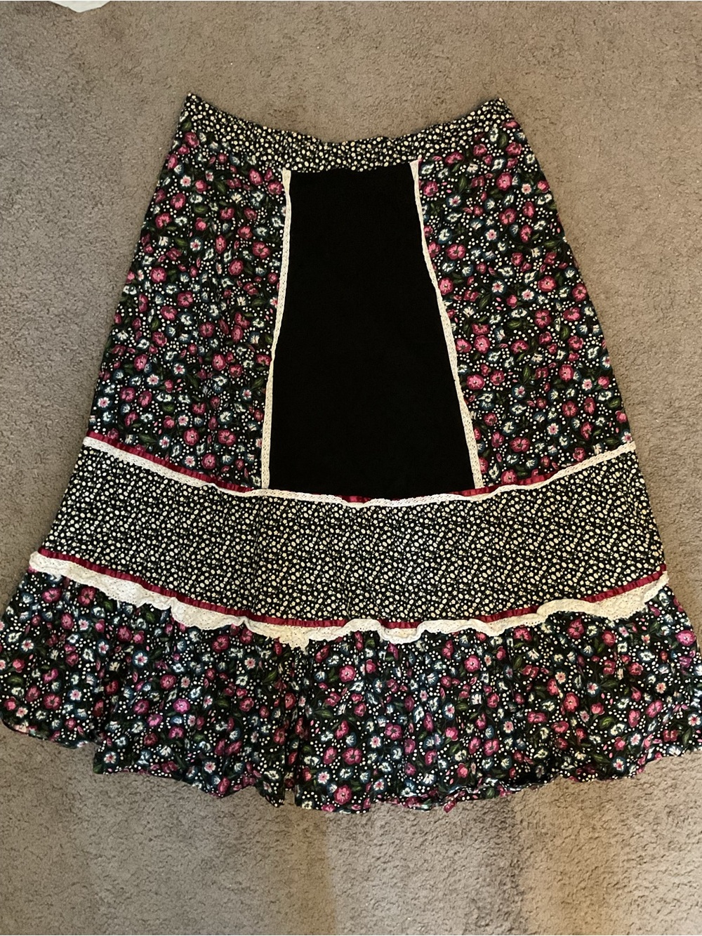 Vintage Gunne Sax Jessica McClintock Floral Long Tiered Skirt Cottage core sz 2X